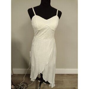 iZ byer Women's White High Low Underskirt Dress M